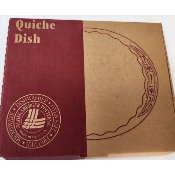 Longaberger Woven Traditions Quiche Dish Vintage 1999 Ivory Pottery NWT and Box - Picture 8 of 12